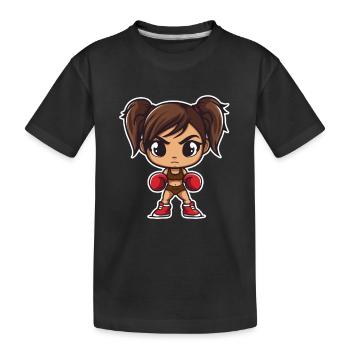 Boxing Girl Cartoon - Kids' Premium Organic T-Shirt - black - Front