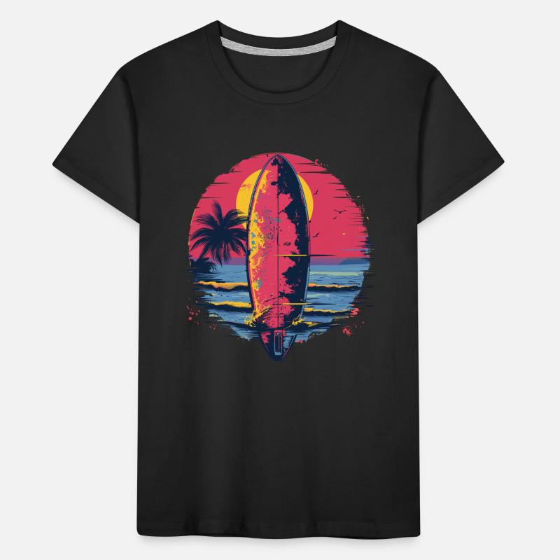 Surfboard Synthwave Kids' Premium Organic T-Shirt