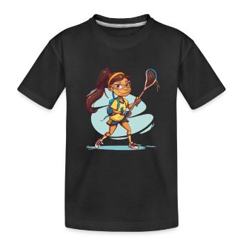 Cartoon Lacrosse Girl - Kids' Premium Organic T-Shirt - black - Front