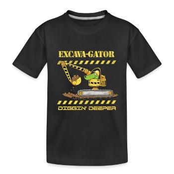 Fun Baustelle Bagger Krokodil Spruch Wortspiel - Kinder Premium Bio T-Shirt - Schwarz - Vorne