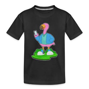 Flamingo Smartphone - Kids' Premium Organic T-Shirt - black - Front