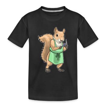 Écureuil Coiffeur Ciseaux Peigne - T-shirt bio Premium Enfant - noir - Devant