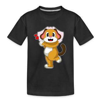 Chien Voile de mariée Mariage - T-shirt bio Premium Enfant - noir - Devant