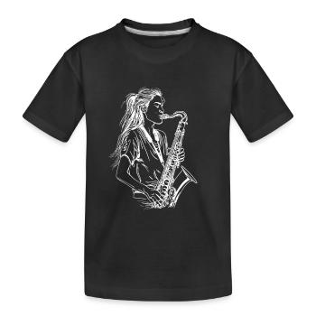 Weiblicher Saxophonist - Kinder Premium Bio T-Shirt - Schwarz - Vorne
