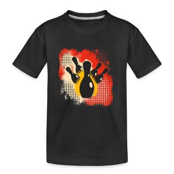 Bowling Farbkleckse - Kinder Premium Bio T-Shirt - Schwarz - Vorne