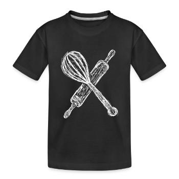 Rouleau à pâtisserie et batteur à main - T-shirt bio Premium Enfant - noir - Devant