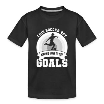 Fußballjunge - Kinder Premium Bio T-Shirt - Schwarz - Vorne
