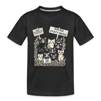 Demo Katzen gegen rechts  - Kinder Premium Bio T-Shirt - Schwarz - Vorne