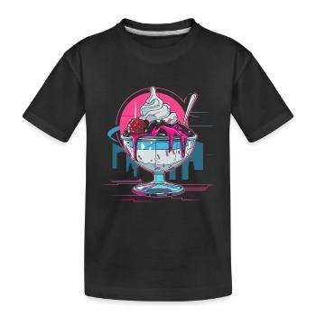cream sundae Retrowave - Kids' Premium Organic T-Shirt - black - Front
