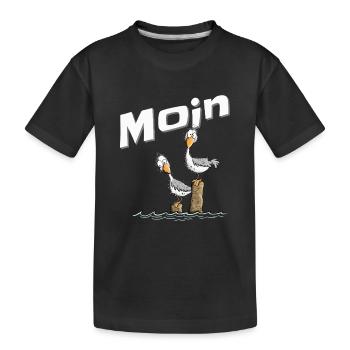 Moin Möwe Nordsee Urlaub Nordeutschland - Kinder Premium Bio T-Shirt - Schwarz - Vorne