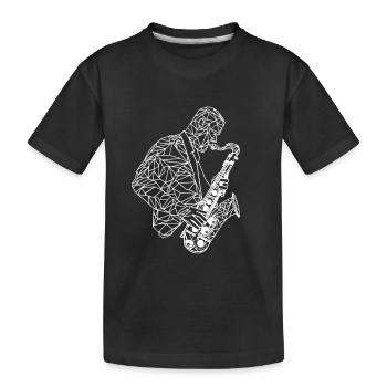 Saxophonist Zeichnung - Kinder Premium Bio T-Shirt - Schwarz - Vorne