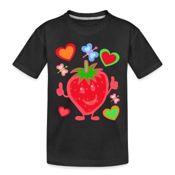 Strawberry Strawberry Kids Child Summertime - Kids' Premium Organic T-Shirt - black - Front