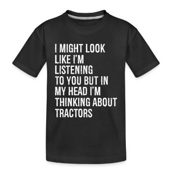 J’ai peut-être l’air de t’écouter, mais dans mon - T-shirt bio Premium Enfant - noir - Devant