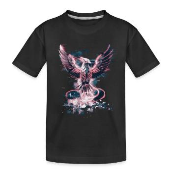Cyber Phoenix – Digital Rebirth & Tech Ascension - Kids' Premium Organic T-Shirt - black - Front