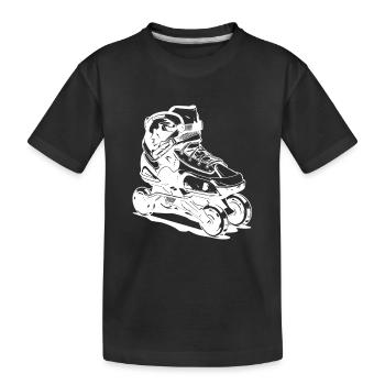Roller Skates Zeichnung - Kinder Premium Bio T-Shirt - Schwarz - Vorne