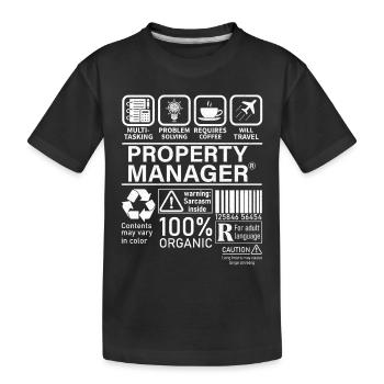 Property Manager Multi Tasking Problem Solving - Kids' Premium Organic T-Shirt - black - Front