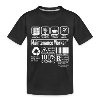 Maintenance Worker multi tasking problem solving - Kids' Premium Organic T-Shirt - black - Front