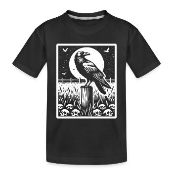 Corbeau Plein Lune Champ Crâne - T-shirt bio Premium Enfant - noir - Devant