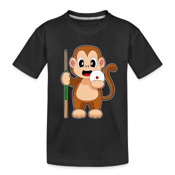 Affe Billiard Queue - Kinder Premium Bio T-Shirt - Schwarz - Vorne