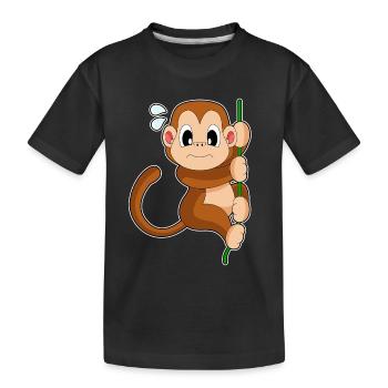 Affe Liane Dschungel - Kinder Premium Bio T-Shirt - Schwarz - Vorne