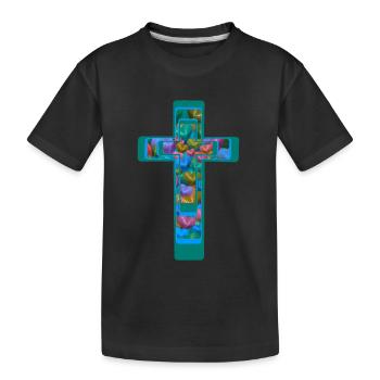 Croix Crucifix Croix Coeurs - T-shirt bio Premium Enfant - noir - Devant