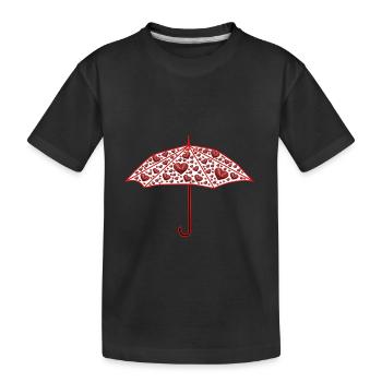 Regenschirm Herz Herzen Valentin Liebe - Kinder Premium Bio T-Shirt - Schwarz - Vorne