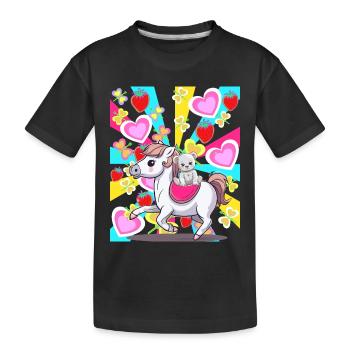 Rétro Enfants Enfant Cheval Teddy Coeur Anniversaire Bébé - T-shirt bio Premium Enfant - noir - Devant