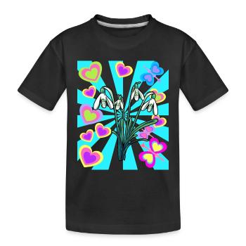 Rétro Vintage Perce-neige Fleurs Printemps - T-shirt bio Premium Enfant - noir - Devant