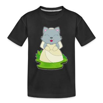 Chat Voile de mariée Mariage - T-shirt bio Premium Enfant - noir - Devant