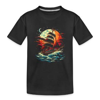 Segelschiff - Kinder Premium Bio T-Shirt - Schwarz - Vorne