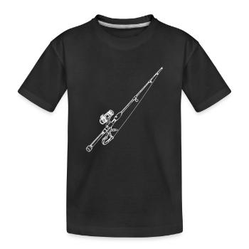 Angelrute Zeichnung - Kinder Premium Bio T-Shirt - Schwarz - Vorne