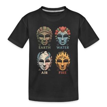 Quatre masques élémentaires | Symboles Alchimiques Art - T-shirt bio Premium Enfant - noir - Devant