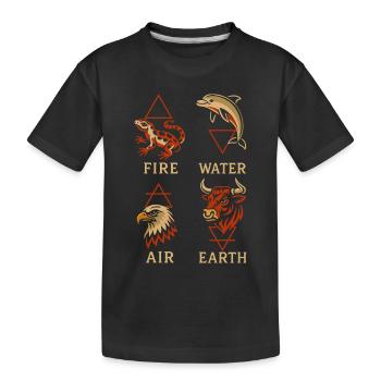 Alchemistische Tiersymbole | Kunst mit vier Elementen - Kinder Premium Bio T-Shirt - Schwarz - Vorne