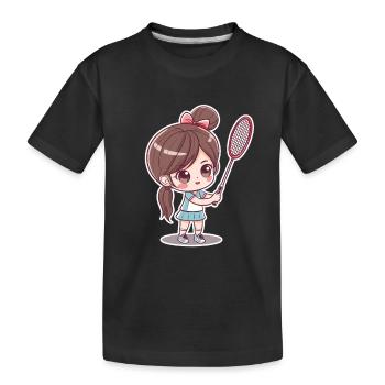Bande dessinée de joueur de badminton - T-shirt bio Premium Enfant - noir - Devant
