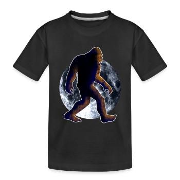 Bigfoot Sasquatch and moon - Kids' Premium Organic T-Shirt - black - Front