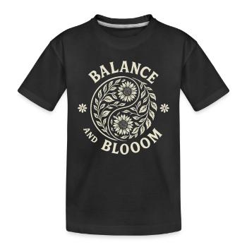 Gleichgewicht und Düsternis Florale Yin Yang Kunst - Kinder Premium Bio T-Shirt - Schwarz - Vorne