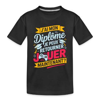 Ich habe mein Diplom, ich kann wieder Gamer spielen - Kinder Premium Bio T-Shirt - Schwarz - Vorne