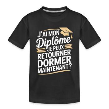 Ich habe mein Diplom, ich kann wieder einschlafen, Humor - Kinder Premium Bio T-Shirt - Schwarz - Vorne