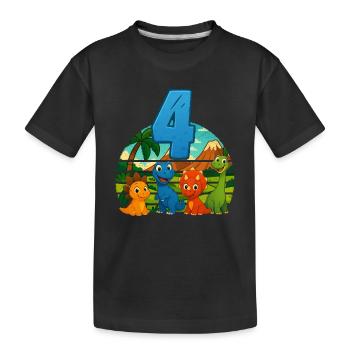 Dinosaure 4ème anniversaire enfants 4 ans cadeau - T-shirt bio Premium Enfant - noir - Devant