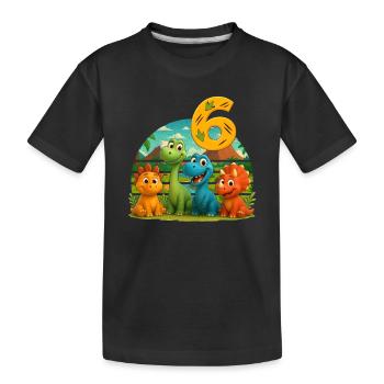 Dinosaure Anniversaire Enfants 6 ans Cadeau - T-shirt bio Premium Enfant - noir - Devant