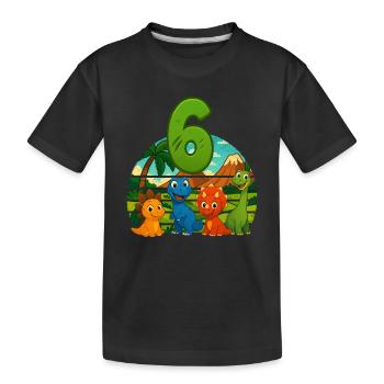 dinosaure 6e anniversaire enfants 6 ans cadeau - T-shirt bio Premium Enfant - noir - Devant