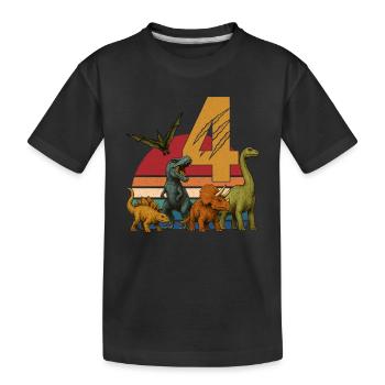 Dino anniversaire 4 ans Cadeau dinosaure rétro - T-shirt bio Premium Enfant - noir - Devant