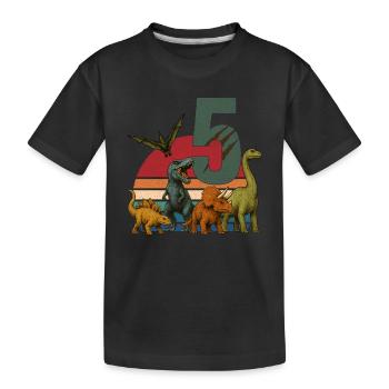 Dino Anniversaire 5 ans Rétro dinosaure cadeau - T-shirt bio Premium Enfant - noir - Devant