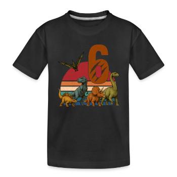 Rétro dinosaure Dino anniversaire 6 ans cadeau - T-shirt bio Premium Enfant - noir - Devant