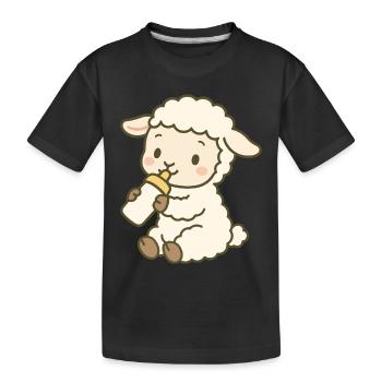 Lämmchen mit Milchflasche - Little Lamb Sip - Kinder Premium Bio T-Shirt - Schwarz - Vorne