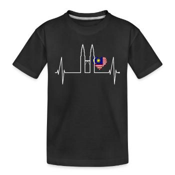 Kuala Lumpur Skyline Herzschlag Malaysia Love KLCC - Kinder Premium Bio T-Shirt - Schwarz - Vorne