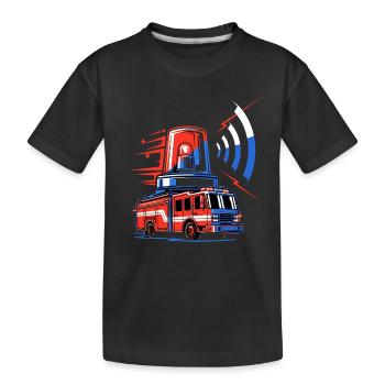 Feuerwehrauto mit Sirene - Kinder Premium Bio T-Shirt - Schwarz - Vorne