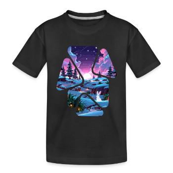 Landscape Snow Puzzle Fantasy - White Rabbit - Kids' Premium Organic T-Shirt - black - Front