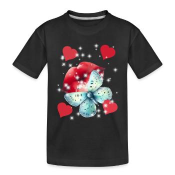 Coeurs Embrasser Bouche Amour Été Papillon - T-shirt bio Premium Enfant - noir - Devant