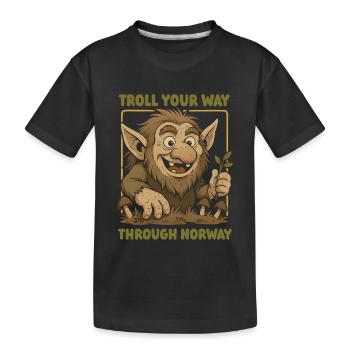 Norway Troll Fantasy Fable Nordic Culture - Kids' Premium Organic T-Shirt - black - Front